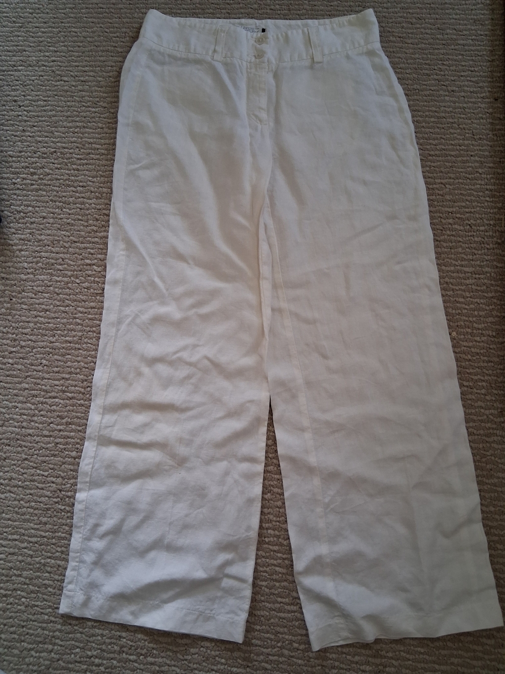 Cambio White Linen Wide-Leg Pants 8